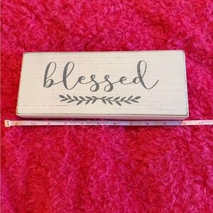 Gray and White 'Blessed' Decorative Sign